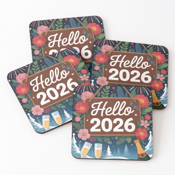 Item preview, Hello 2026 – Winter Florals Cheers Champagne and Fireworks designed and sold by EmeraldeaDesign.