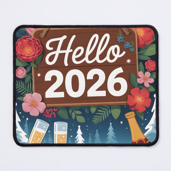 Item preview, Hello 2026 – Winter Florals Cheers Champagne and Fireworks designed and sold by EmeraldeaDesign.