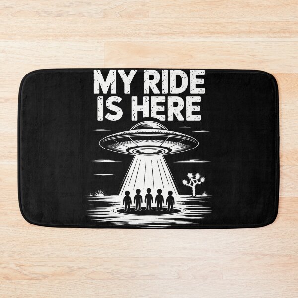 Item preview, Alien Ufo My Ride Is Here Funny Flying Saucer designed and sold by FernLela.