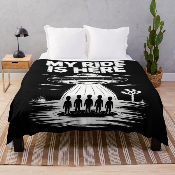 Item preview, Alien Ufo My Ride Is Here Funny Flying Saucer designed and sold by FernLela.