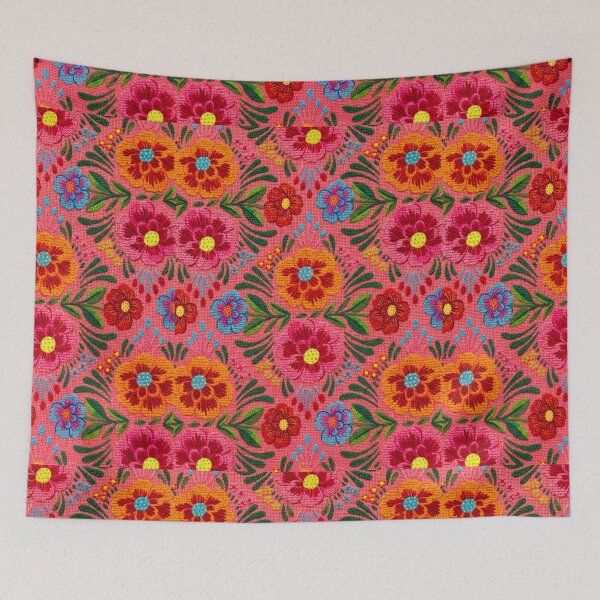 Item preview, Floral Art on a Huipil Embroidered in Pink designed and sold by SAUHER.