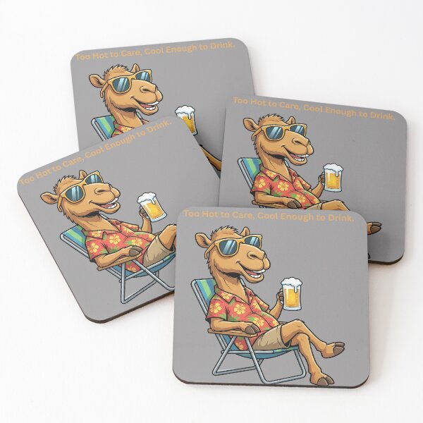 Item preview, Too Hot to Care: Funny Camel Enjoying a Beer – Comedy Camel Drinking T-Shirt designed and sold by Grang Art Artistic Designs.