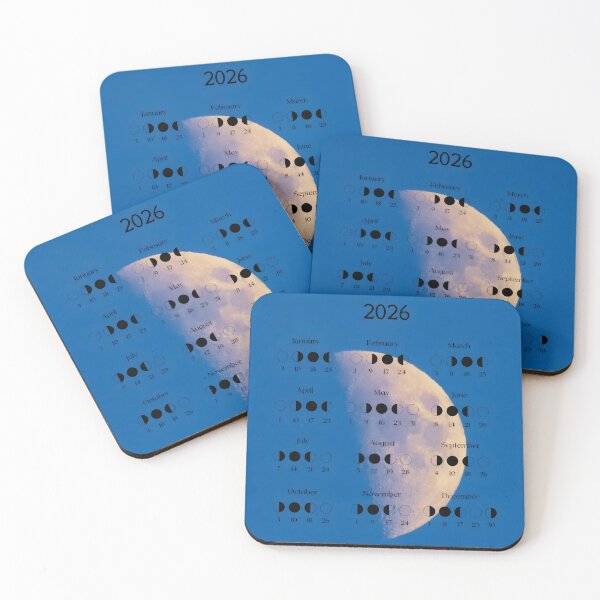 Item preview, Lunar 2026 Calendar – Monthly Moon Phases on Blue designed and sold by EmeraldeaDesign.