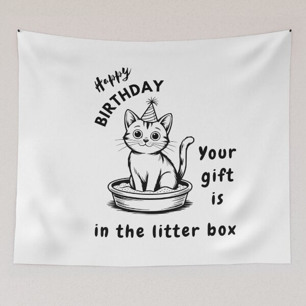 Item preview, Funny Cat Birthday – Your Gift Is in the Litter Box designed and sold by IvyDesignShop.