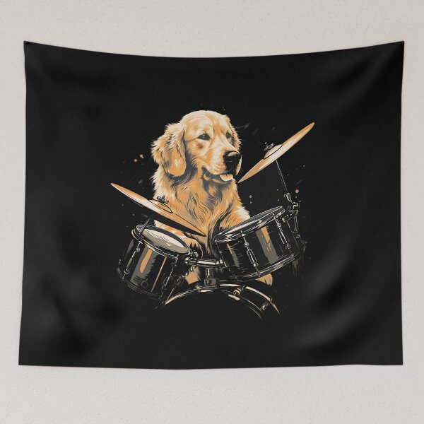 Item preview, Funny Golden Retriever Dog Playing Drums designed and sold by LydiaShirley.