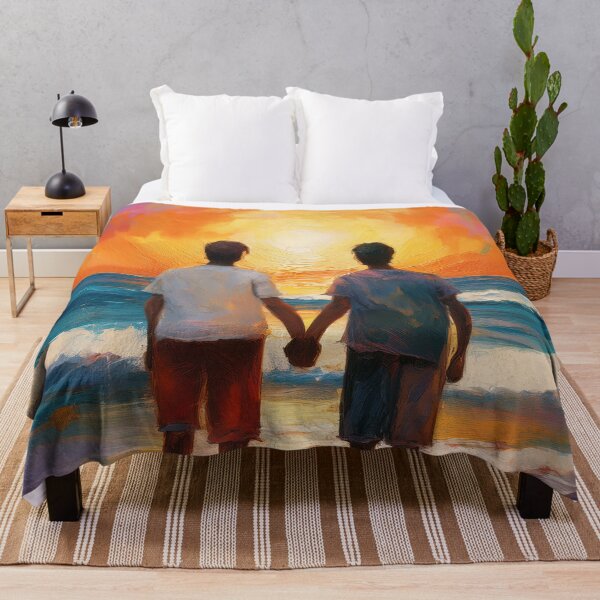 Item preview, Two men in love hand in hand at the seaside designed and sold by Photopat.