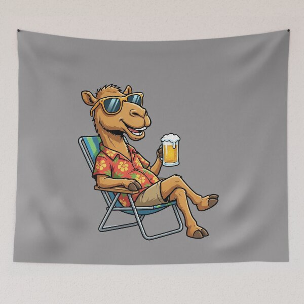 Item preview, Cool Camel: Funny Camel Enjoying a Beer – Comedy Camel Drinking T-Shirt designed and sold by Grang Art Artistic Designs.