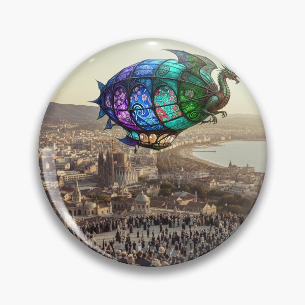 Item preview, Historic Panorama Art Nouveau Spain Barcelona 1900’s Airship designed and sold by AppliedAtelier.