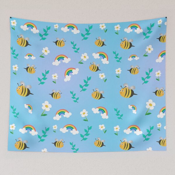 Item preview, Kawaii Bees and Flowers Colorful Design designed and sold by Digital Muse Store.