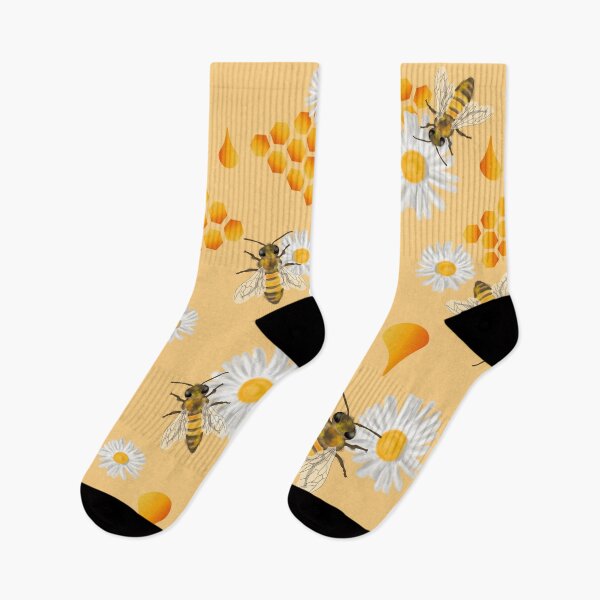 Artikelvorschau, Niedliches Bienen-, Waben- und Gänseblümchenmuster entworfen und verkauft von Digital Muse Store.