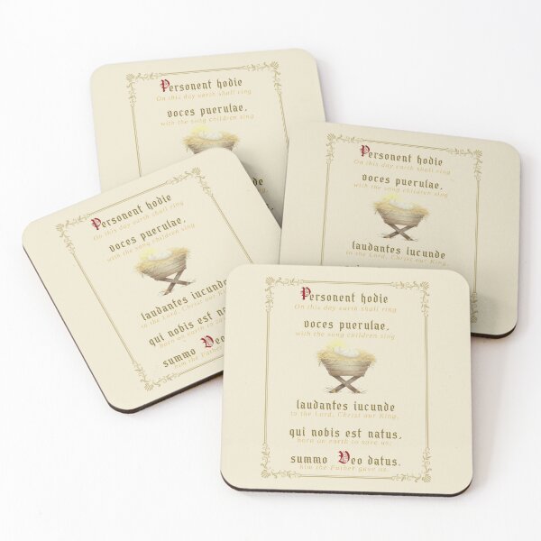 Item preview, Traditional Latin Christmas Carol Personent Hodie with Nativity Manger designed and sold by WatercolourLily.