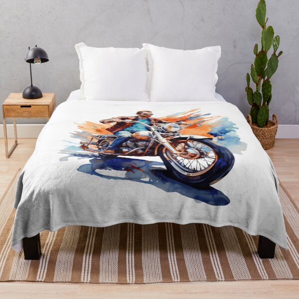 Item preview, Cool Biker Riding Motorcycle – Vibrant Watercolor Speed Art designed and sold by DesignArtist.ia.