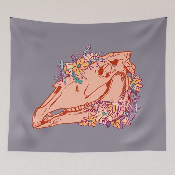 Item preview, Cute Spooky Mari Lwyd Horse Skull – Floral Gothic Occult Illustration for Gothmas & Halloween designed and sold by kawaicherrypi.
