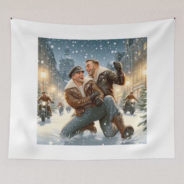 Item preview, 1940s Gay Vintage Christmas Leather Most Wonderful Time of The Year Tom of Finland Tribute Pride Graphic Design designed and sold by ItsAKinkThing.