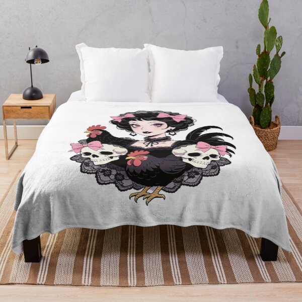 Item preview, Dark Rococo Maiden: Pastel Goth Skull and Rooster Art | Elegant Gothic Farmcore Aesthetic designed and sold by Cherrydora.