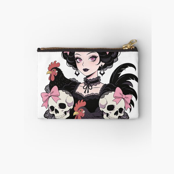 Item preview, Dark Rococo Maiden: Pastel Goth Skull and Rooster Art | Elegant Gothic Farmcore Aesthetic designed and sold by Cherrydora.