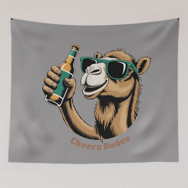 Item preview, Funny Cool Camel Cheers Dudes: Funny Camel Enjoying a Beer – Comedy Camel Drinking T-Shirt designed and sold by Grang Art Artistic Designs.