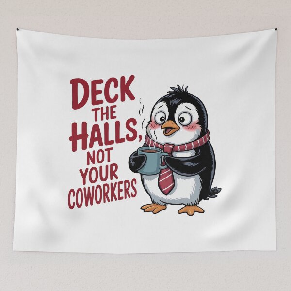 Item preview, Deck The Halls Not Your Coworkers Stressed Penguin Christmas Tee designed and sold by WSPrintCrafter.