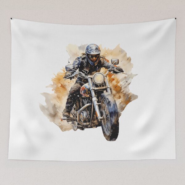 Artikelvorschau, Motorradfahrerin – Ausdrucksstarke Aquarell-Motorradkunst entworfen und verkauft von DesignArtist.ia.