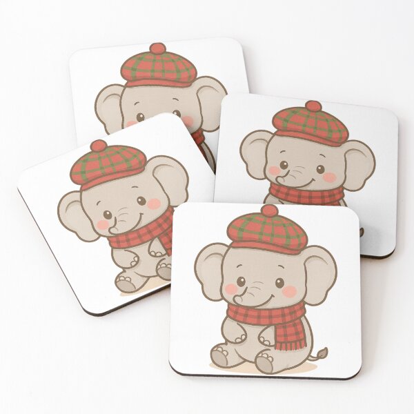 Item preview, Cute Baby Elephant in Christmas Outfit – Kawaii Holiday Animal Design designed and sold by ThaiArtShop.