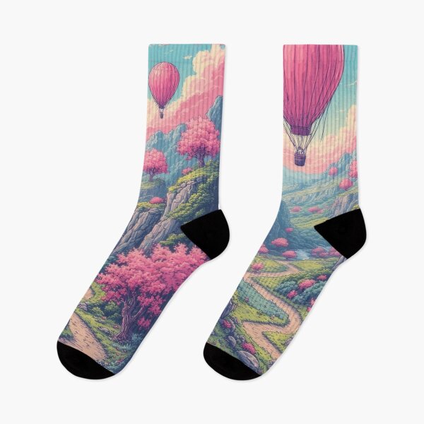 Item preview, Pink balloons over cherry blossom landscape designed and sold by Mianku | Für das Leben.