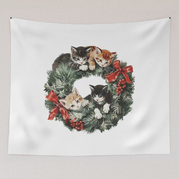 Item preview, 90s Cat Christmas Wreath designed and sold by SnorkleSupply.