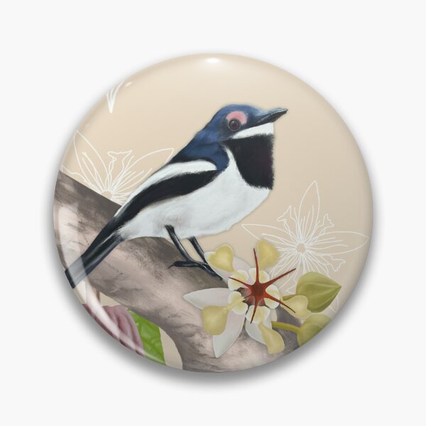 Item preview, Brown throated Wattle-eye bird on cacao tree designed and sold by Art_By_Wing.