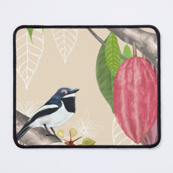 Item preview, Brown throated Wattle-eye bird on cacao tree designed and sold by Art_By_Wing.
