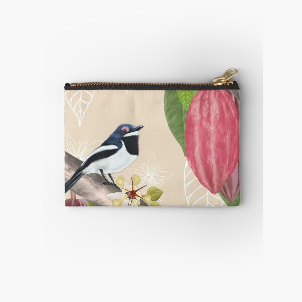 Item preview, Brown throated Wattle-eye bird on cacao tree designed and sold by Art_By_Wing.