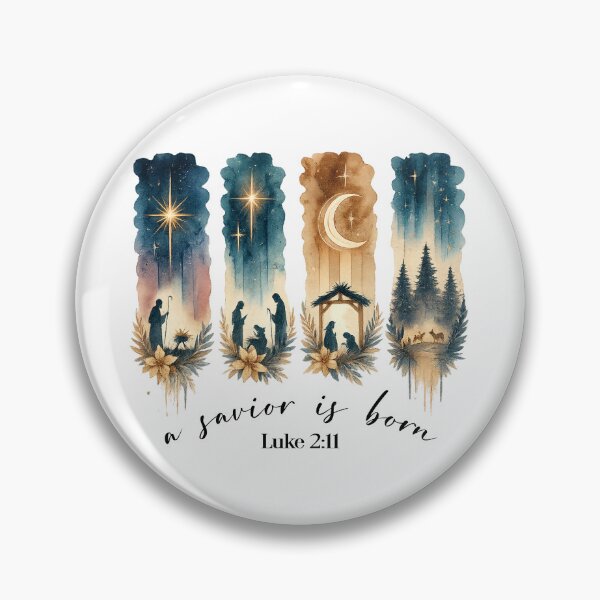 Item preview, A Savior Is Born Luke 2:11 Watercolor Nativity Scene designed and sold by Clinomania Art.