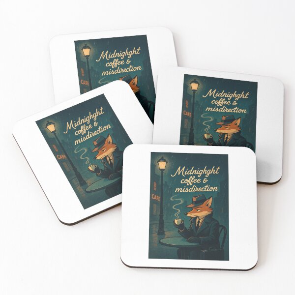 Item preview, Midnight Coffee & Misdirection — Retro Fox Noir Detective Art designed and sold by WhimsyByPaul.redbubble.com.