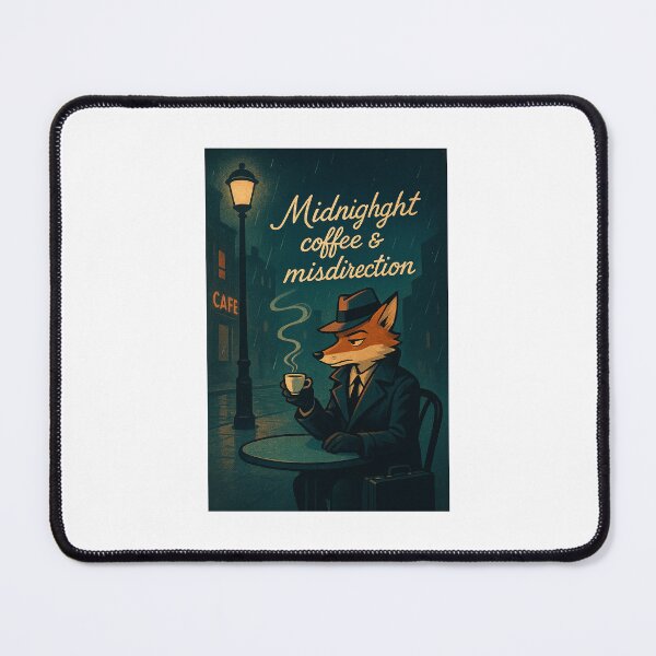 Item preview, Midnight Coffee & Misdirection — Retro Fox Noir Detective Art designed and sold by WhimsyByPaul.redbubble.com.