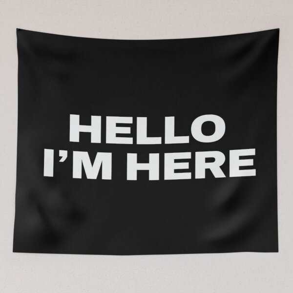 Item preview, High-Contrast Motivational Quote – HELLO I’M HERE – Modern Black and White Graphic Design Print designed and sold by Bright Nest Studio.