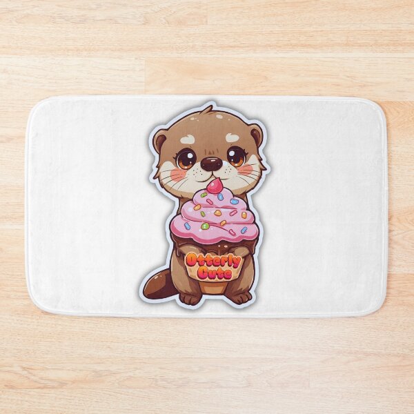 Item preview, Hungry Otter Eating Massive Cupcake – Cute & Whimsical Art designed and sold by Otterly Cute.