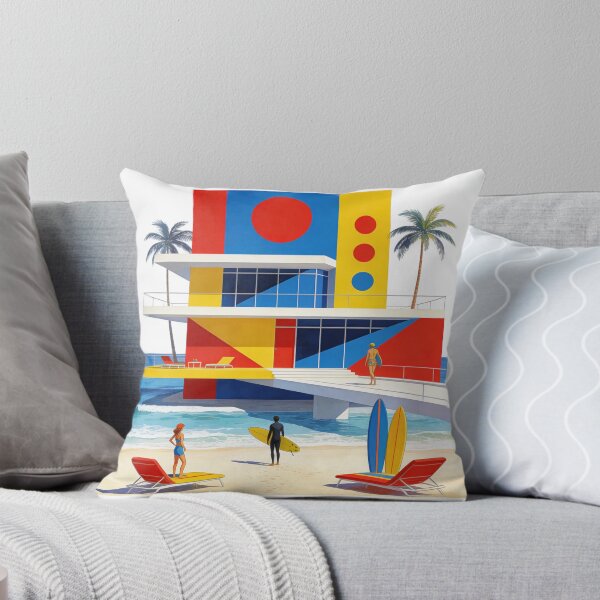 Item preview, Vibrant Primary Color Block Beach House | Geometric Coastal Architecture & Surfer Summer Vibe designed and sold by Cherrydora.