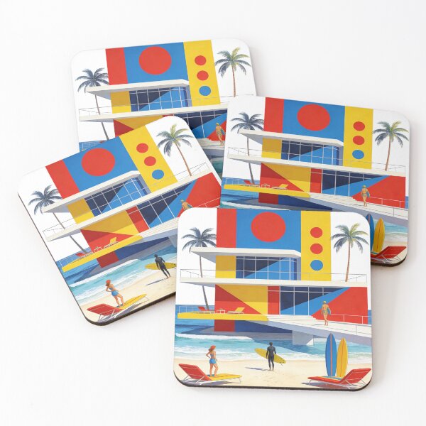 Item preview, Vibrant Primary Color Block Beach House | Geometric Coastal Architecture & Surfer Summer Vibe designed and sold by Cherrydora.