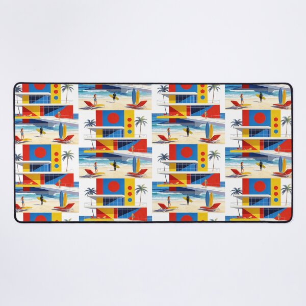Item preview, Vibrant Primary Color Block Beach House | Geometric Coastal Architecture & Surfer Summer Vibe designed and sold by Cherrydora.