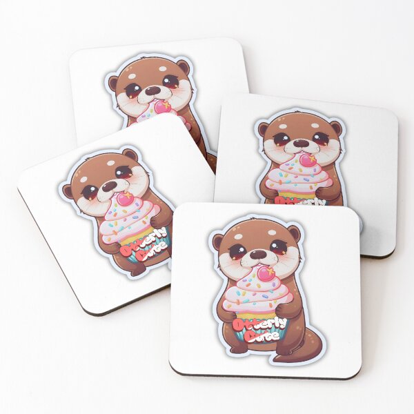 Item preview, Sweet Otter Dessert Feast – Giant Cupcake Kawaii Illustration designed and sold by Otterly Cute.