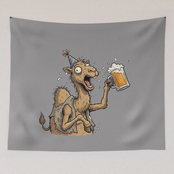 Item preview, Funny Party Animal: Funny Camel Enjoying a Beer – Comedy Camel Drinking T-Shirt designed and sold by Grang Art Artistic Designs.