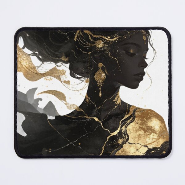 Item preview, Golden Kintsugi Empress Portrait - Black and Gold High Contrast Luxury Art designed and sold by Cherrydora.