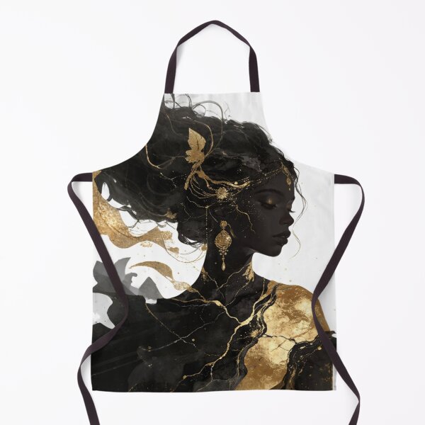 Item preview, Golden Kintsugi Empress Portrait - Black and Gold High Contrast Luxury Art designed and sold by Cherrydora.