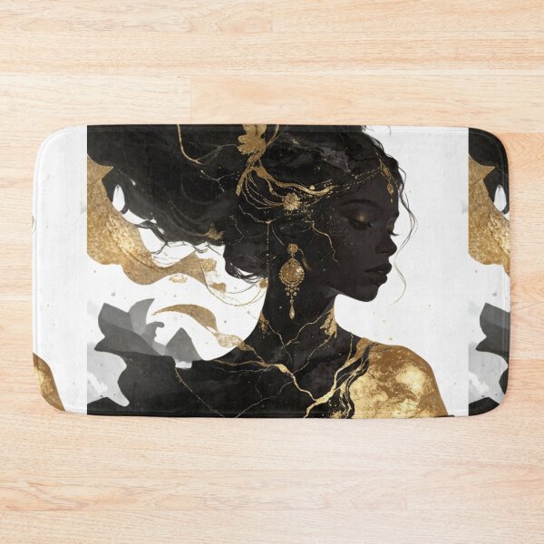 Item preview, Golden Kintsugi Empress Portrait - Black and Gold High Contrast Luxury Art designed and sold by Cherrydora.
