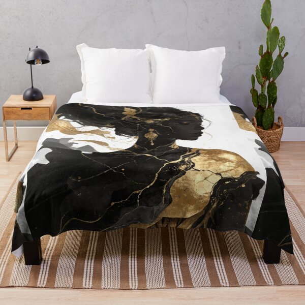 Item preview, Golden Kintsugi Empress Portrait - Black and Gold High Contrast Luxury Art designed and sold by Cherrydora.
