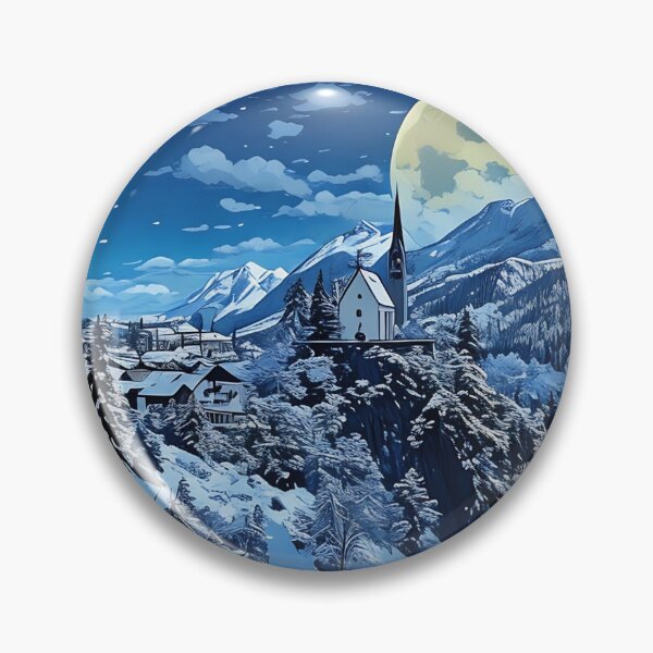 Artikelvorschau, Winterkirche und Vollmond entworfen und verkauft von tomorrowsart.