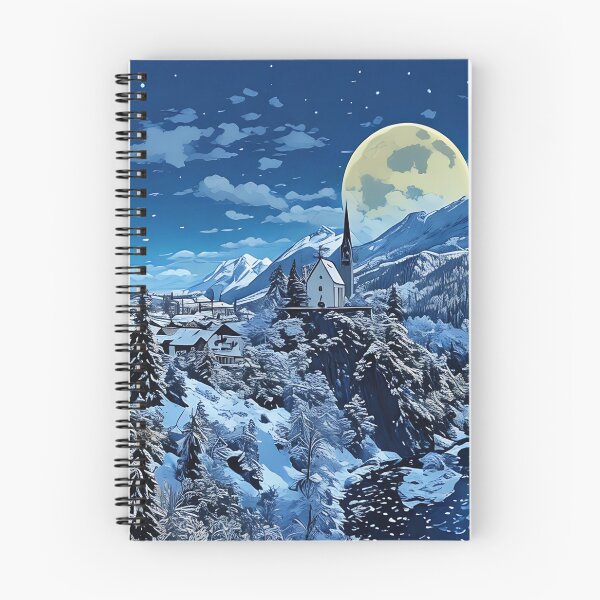 Artikelvorschau, Winterkirche und Vollmond entworfen und verkauft von tomorrowsart.
