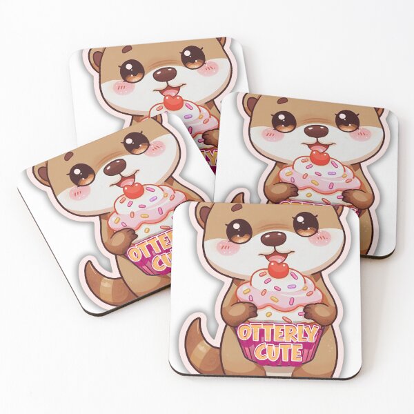 Item preview, Otter Snack Time – Cute Otter Devouring a Giant Cupcake Art designed and sold by Otterly Cute.
