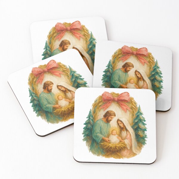 Item preview, Vintage Nativity Scene Holy Family Oil Painting Christmas designed and sold by Clinomania Art.