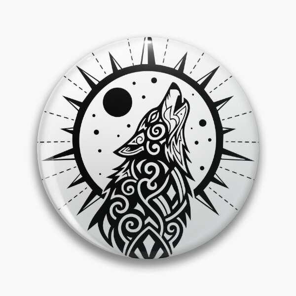 Item preview, Tribal Wolf Howling at the Moon with Radiant Stars designed and sold by AnnArtshock.