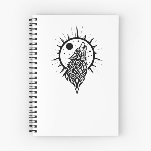 Item preview, Tribal Wolf Howling at the Moon with Radiant Stars designed and sold by AnnArtshock.