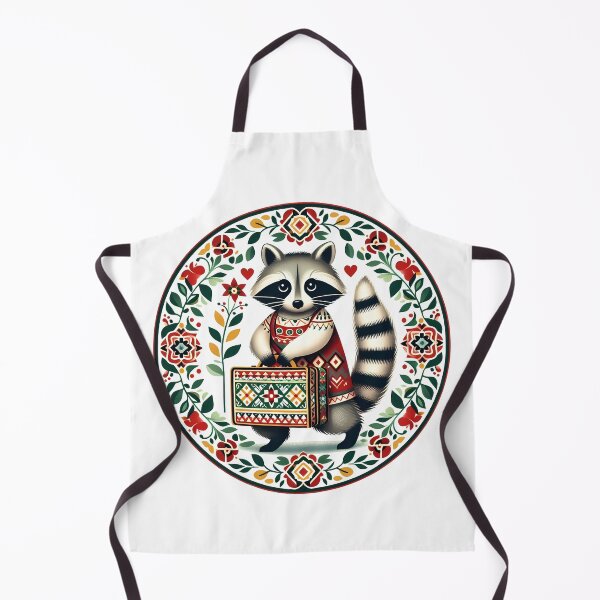 Item preview, Boarding School Raccoon with Suitcase – Scandinavian Folk Art Back to School Design © heidiannemorris designed and sold by FOLK ART FUSION by heidiannemorris.